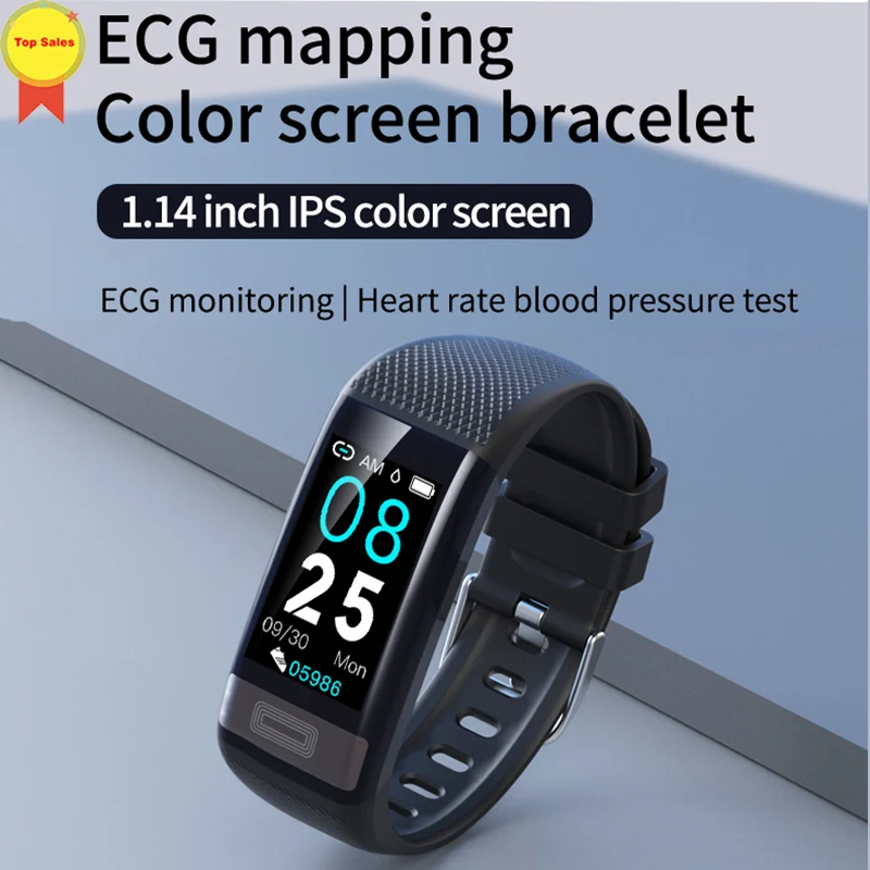  ECG PPG Smart Bracelet Band Blood Pressure Heart Rate Watch Fitness Tracker Wristband for IOS Iphon - 33043613381