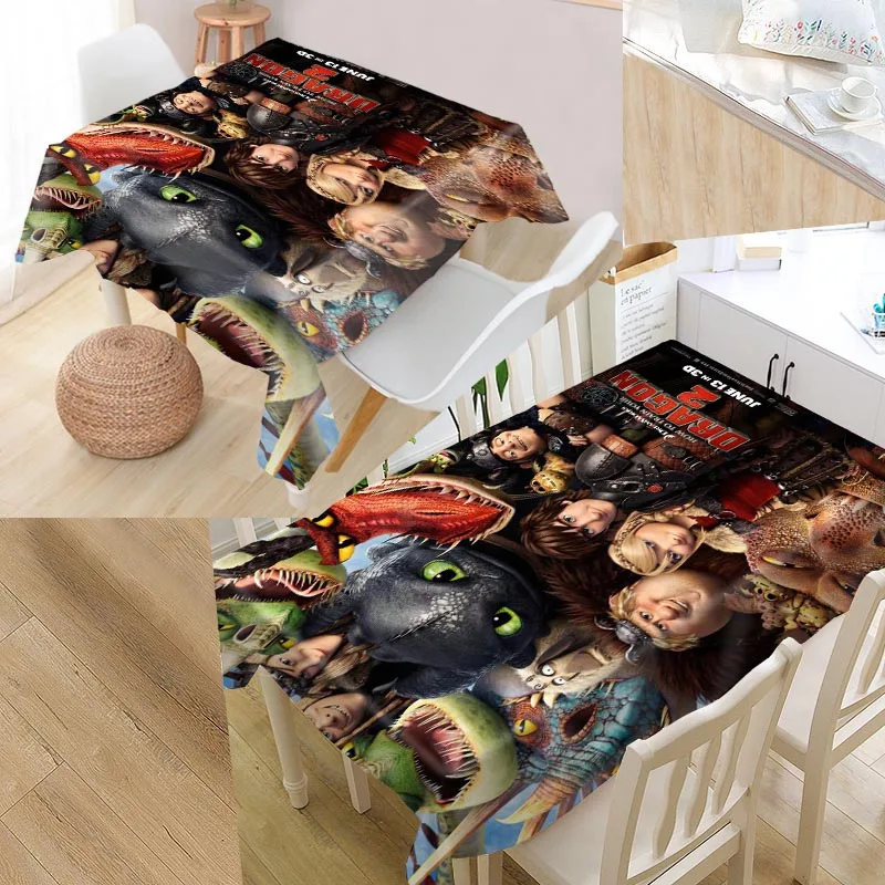  New Arrival Custom How To Train Your Dragon Table Cloth Waterproof Oxford Fabric Rectangular Tablec