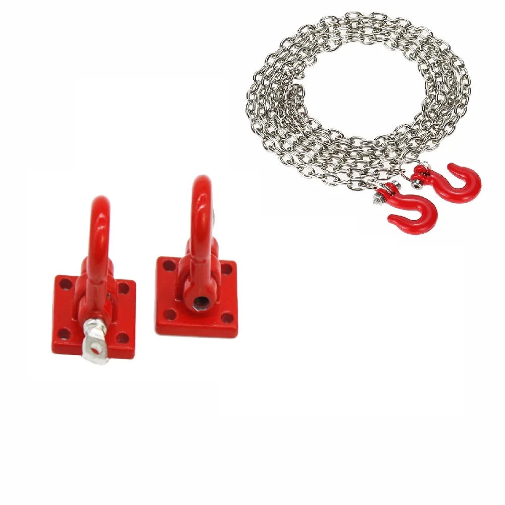 

1:10 RC Rock Crawler Accessories Tow Hooks and Trailer Chain Kit for Axial SCX10 Tamiya CC01 D90 D110 TF2 RC Trucks Car Parts