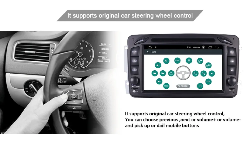 Best In Stock 7"Android 9.0 Car DVD Player For Mercedes Benz CLK W209 W203 W463 W208 Wifi 3G GPS Bluetooth Radio Stereo audio media 8