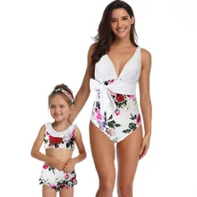 Мать и дочь купальники печати Два Купальник Matching купальник пляжная одежда мамы и детское бикини купальный ткань T7