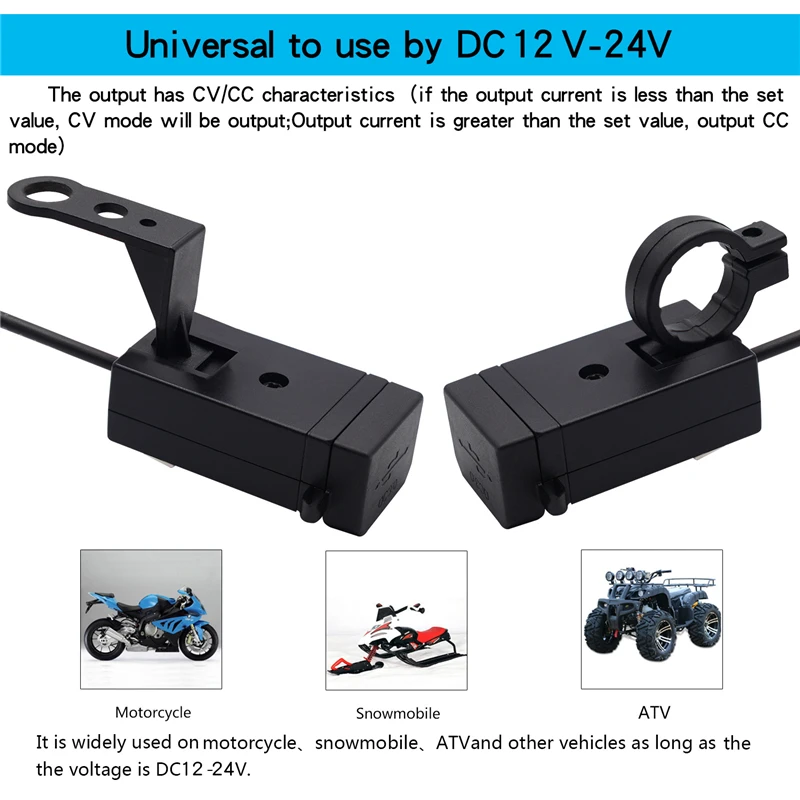 Motorcycle QC3.0 USB Charger Waterproof Dual USB Moto Quick Change QC 3.0 Fast Charging 12-24V for motocicleta 22mm Handlebar