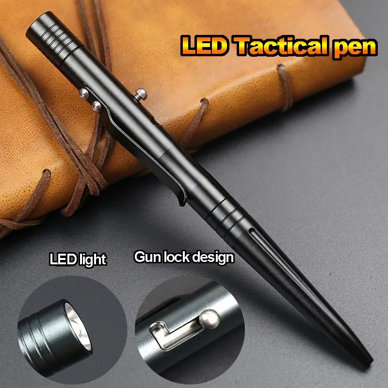 

2018 Wholesale Mini Portable Window Breaker Led Light Writing Pen Outdoor Sports Camping Hiking Defense Tactical Pens Tools