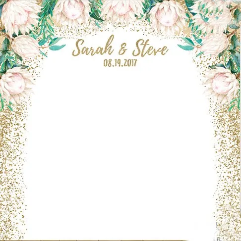 custom flower leaves gold sequins photo backdrop High quality Computer print wedding backgrounds | Электроника