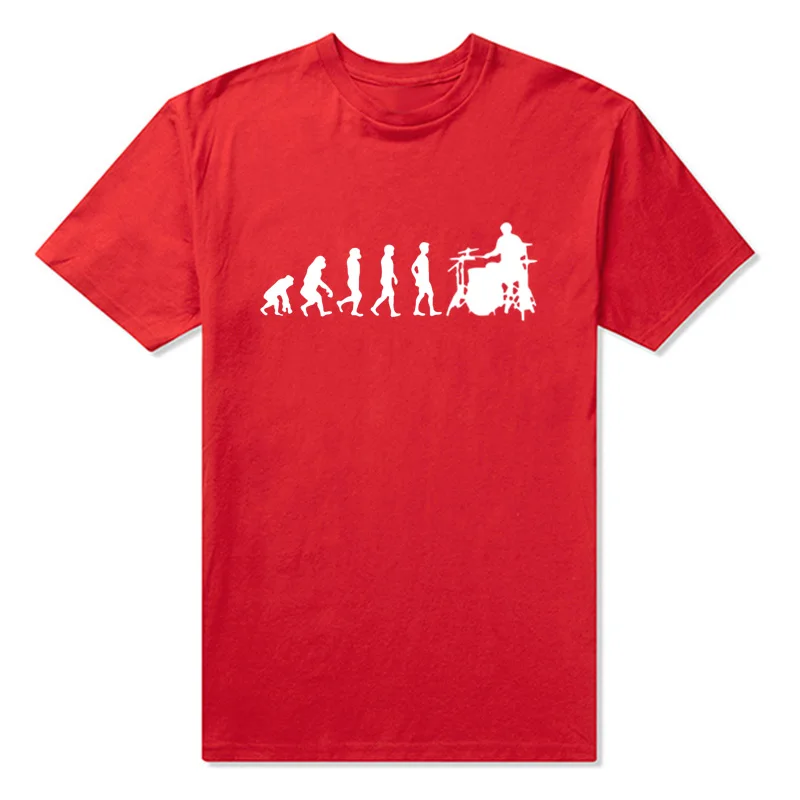 Летняя мужская футболка для бодибилдинга, майка для фитнеса, для мужчин, барабанщик, эволюция, смешная музыкальная юморная барабанная футболка, футболки - Цвет: red