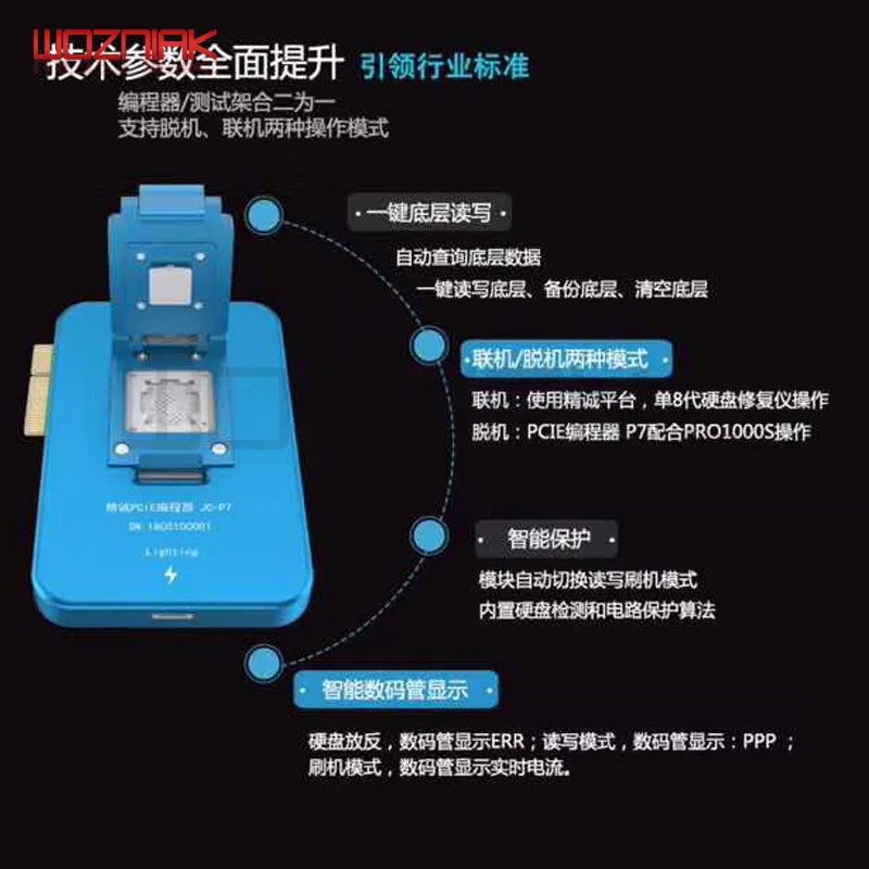 JC P7 Многофункциональный NAND Программист PCIE NAND считывающий модуль записи для iPhone7P/7/6SP/6 S/6 P/Pro9.7 10,5 12,9 Repai инструменты