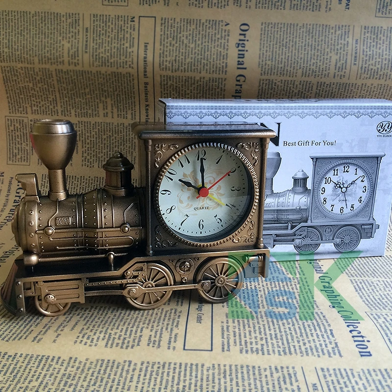 

New Arrival Vintage Train Boy Children Gift Boutique Locomotive Shaped Mini Alarm Clock Wonderful Toy Cool Car Model
