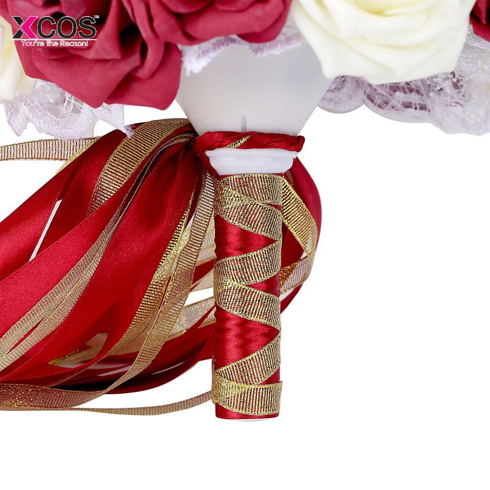 Buque De Noiva романтические Бордовые цветы розы с жемчугом букеты для свадьбы для подружек невесты