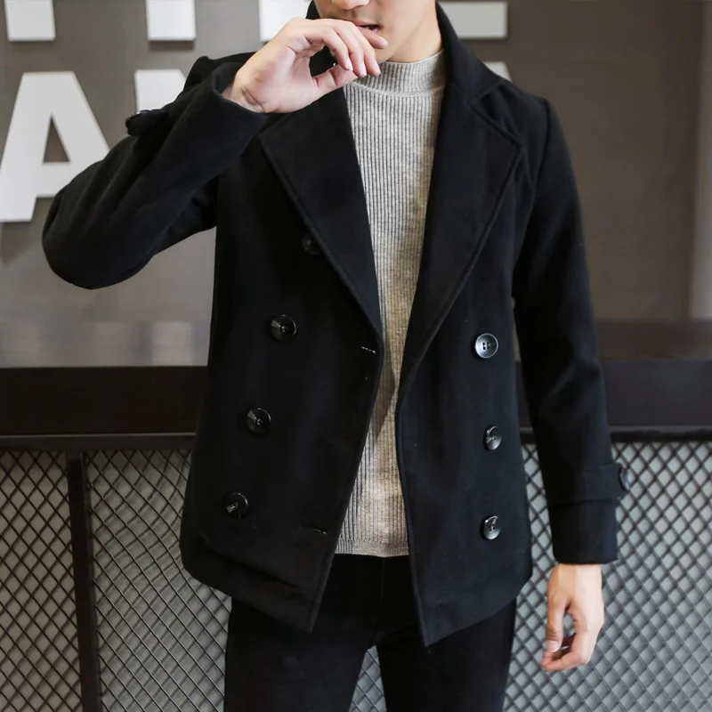 Новая Зимняя шерстяная куртка, мужское шерстяное облегающее пальто в повседневном стиле, шерстяной Мужской Хлопковый тренч, мужские пальто, модные куртки, Прямая