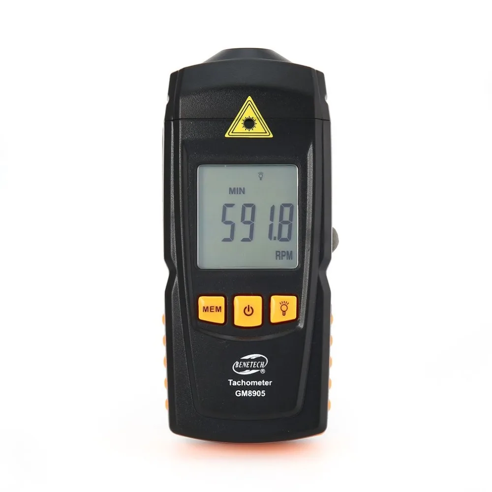 GM8905 LCD Backlight Digital Laser Tachometer Non Contact RPM