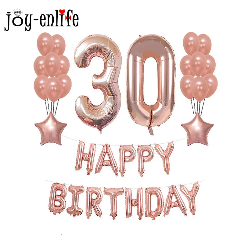 JOY-ENLIFE 1 комплект 30th 40th 50th на день рождения воздушные шары шар цвета розового золота День рождения украшения для взрослых принадлежности для юбилейной вечеринки