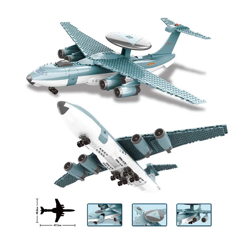 

Military Fighter KJ-2000 AWACS Airplane Building Blocks Set Fit Legoings Army Technic Bricks DIY Toys Gifts For Children Boys
