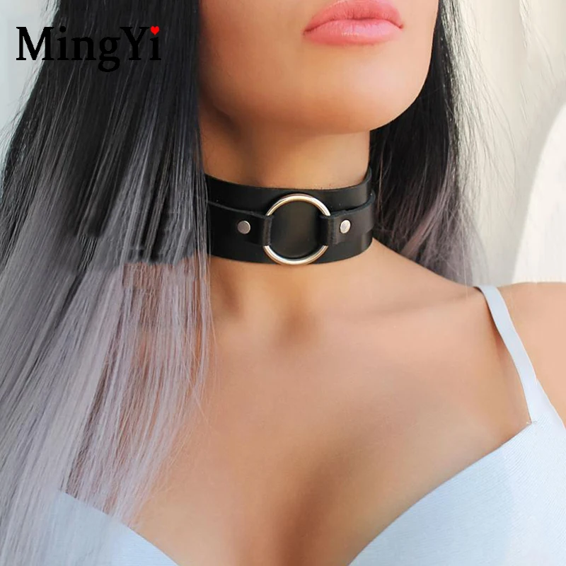 This Collar Will Remind Your Sub That They Belong to You for Couple Fashion Adjustable Women Lace Black Leather Collar Choker Noose