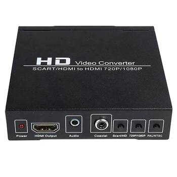 

PAL / NTSC SCART and HDMI to HDMI Video Converter Box 1080P Upscaler with 3.5mm and Coax Audio Output for Game Consoles / DVD