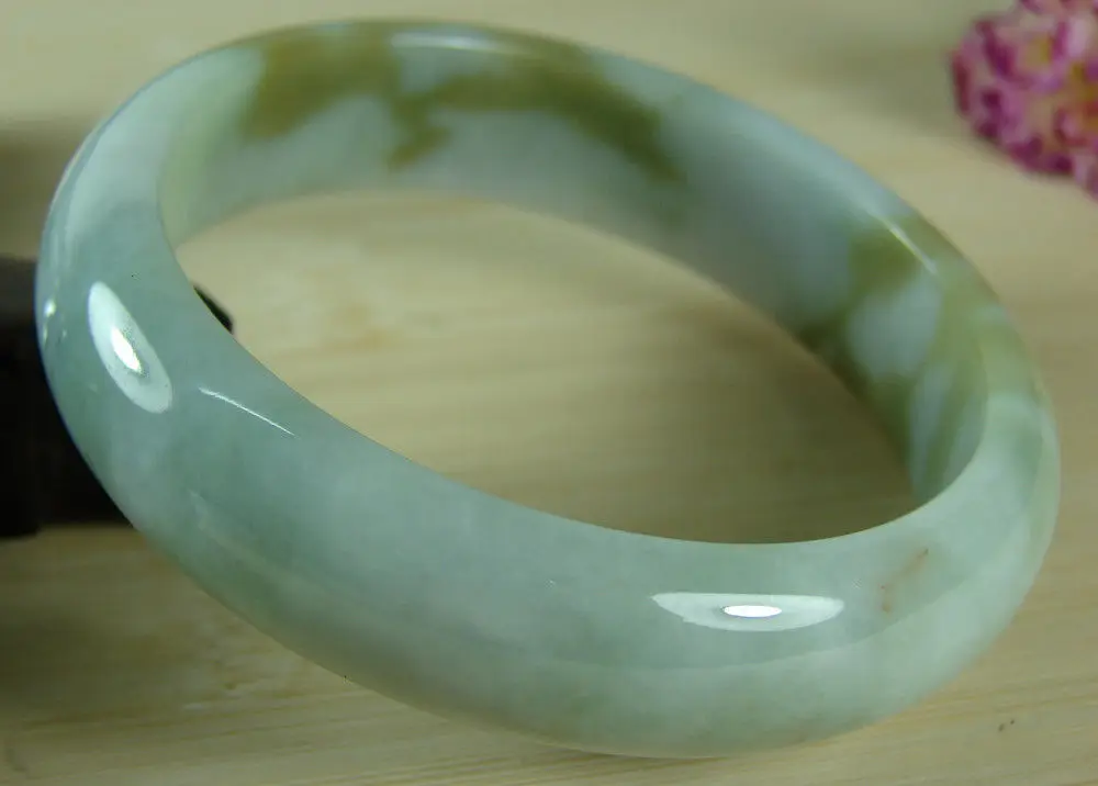 

002014 Green Jade Bangle Bracelet Chinese 100% Natural A Jade Jadeite (A0429)