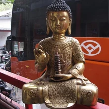 Bi002190 ручная Тибет Буддизм Бронзовый Свинка Шакьямуни Удержание пагода Будда Амитабха Статуя