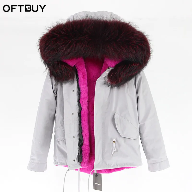 OFTBUY, серые парки, зимняя куртка для женщин, зимнее пальто, женская парка, пальто с натуральным мехом енота, воротник с капюшоном, теплая плотная - Цвет: 1
