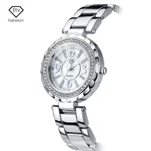 FTV Original Ladies Bracelet Watch Crystal Wrist Watches For Women Beautiful Female Quartz watch Silver Fashion