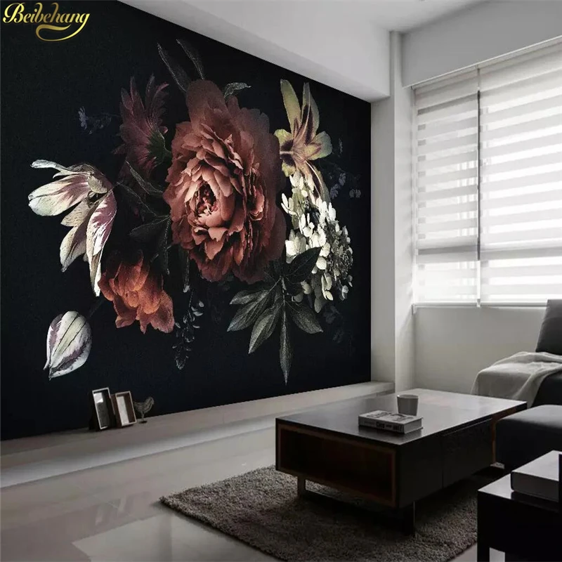 beibehang Custom photo wallpaper for walls Modern minimalistic black peony lily flowers mural wallpaper bedroom 3D wall paper beibehang Custom photo wallpaper for walls Modern minimalistic black peony lily flowers mural wallpaper bedroom 3D wall paper