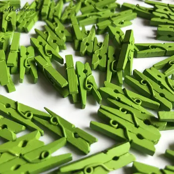 

300x Green Mini Wooden Clothes Pegs For Favor Bag 25mm Mini Paper Gift Bag Clips Clothespins