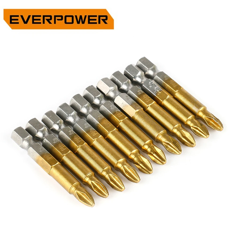 

Everpower 10pcs 50mm Anti-Slip Impact Screwdriver Bits Cross PH2 Hex Shank Screws Driver Electric Drill Screwdrivers Power Tools