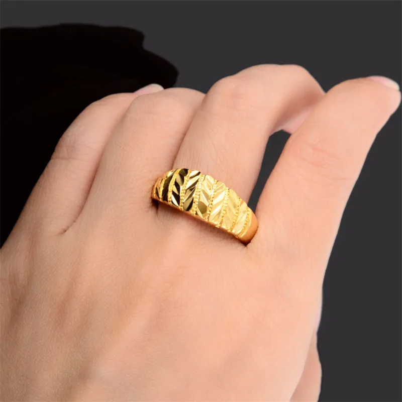 Charming 24K Gold Color Ring Finger Ring for Women Engagement Party