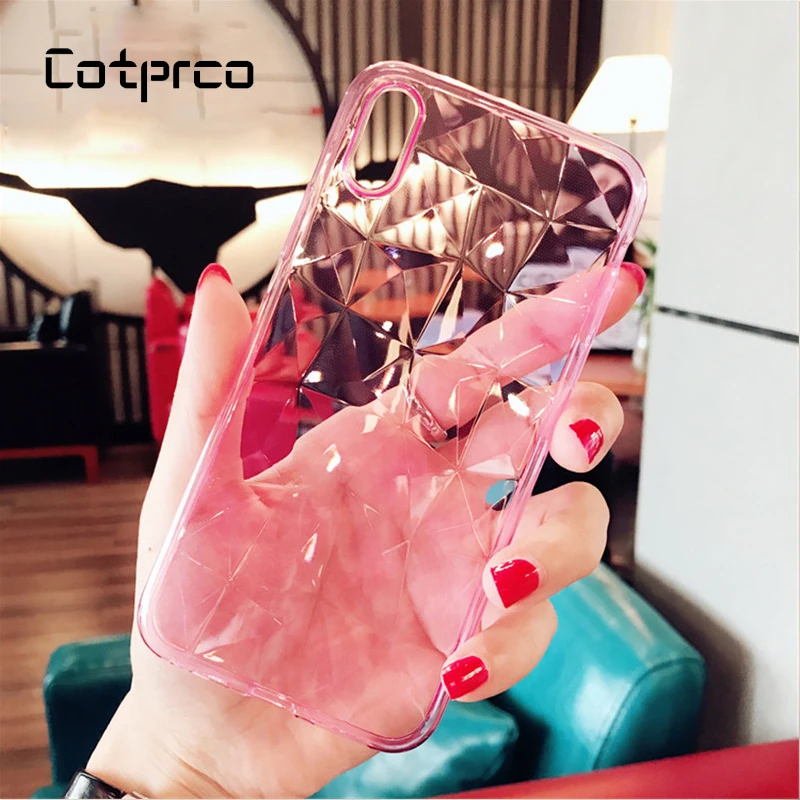 Damond Caso Textura para iPhone 8 7 plus x Macio Tampa Telefone iphone 6s Luxo Transparente caso Coque Ultra Fino Tpu |
