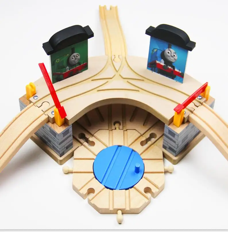 

EDWONE Big Size Timmouth Room Garage Wood Railway Station Track Train Slot Railway Accessories Original Toy For Kids Gift