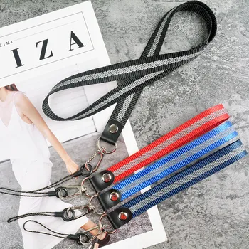 

10pcs/lot Fashion Korea Japan stripe Lanyard Phone Rope Neck Strap 40cm Key Case Breast Plate ID Card USB Badge Rotary Lariat