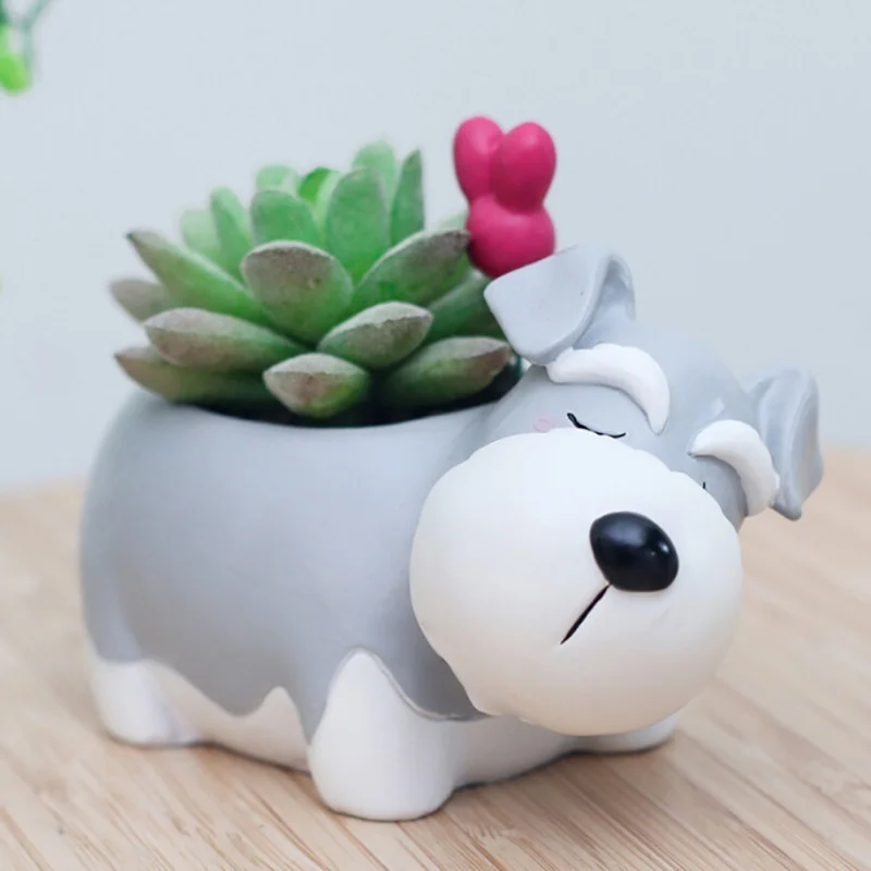 8 креативных мультяшных собак ваза для цветов Смола суккулент милые спящие животные для школьников Горшок Подарок