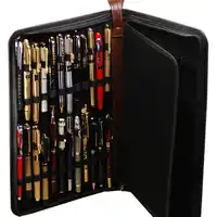 48 Roller Ball Pen / Fountain Pen /Ballpoint Pen Bag Brown Leather Pencil Case Antique Brown Improved New