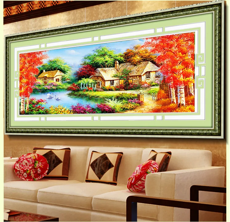 

New Scenic lakeside cabin diamondpainting cross stitch diy 5d full diamond 2019 handmade home decor wall stickers mural crafts