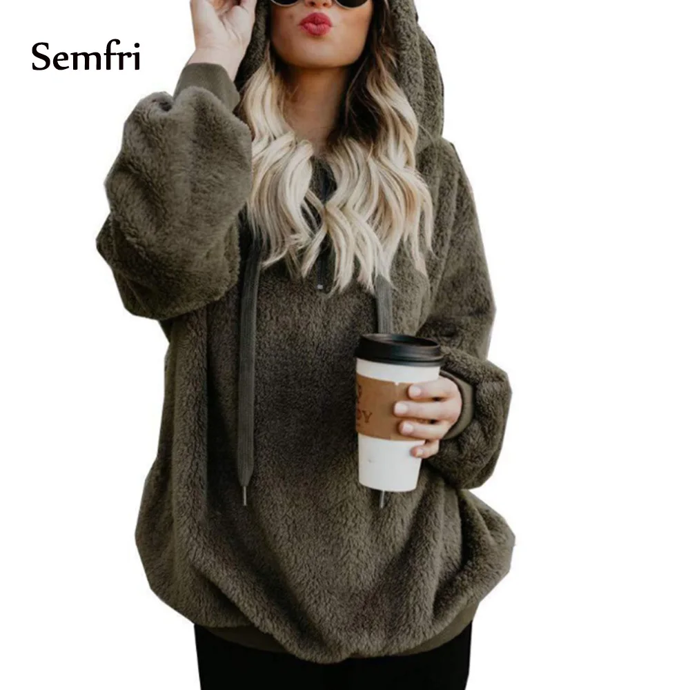 lower price  Winter Jacket Women 2019 Fleece Fur Coat Plus Size 5XL Fleece Jacket Half-zipper Oversized Hooded F