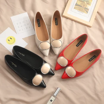 

2019 new spring wild pointed female shallow mouth flat shoes