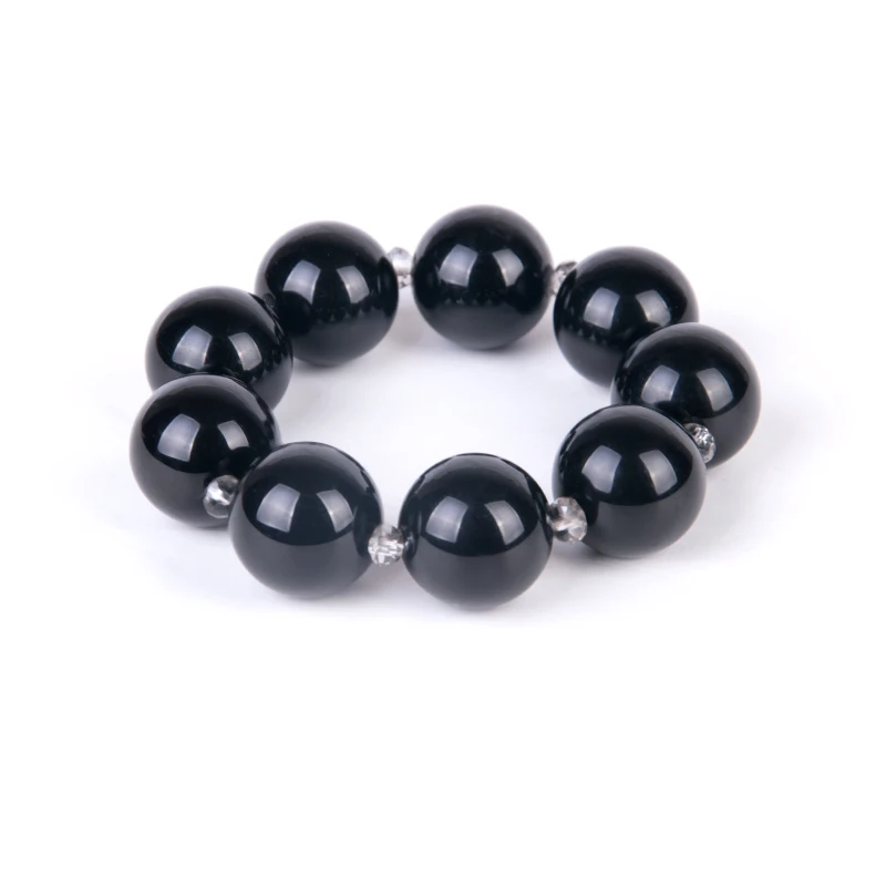 Trendy Fashion Resin Cuff Women Bracelet and Bangles Stretch Acrylic Black Round Beaded Bracelets Girl Charms New Jewelry 2019 (4)