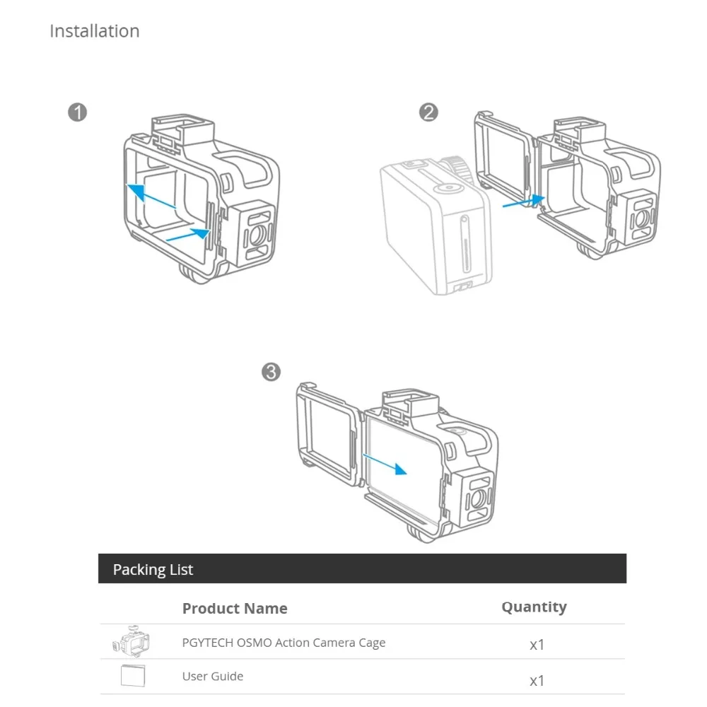 PGYTECH камера клетка аксессуар Защитный Корпус рамка чехол Универсальный интерфейс расширения аксессуары для DJI OSMO Action
