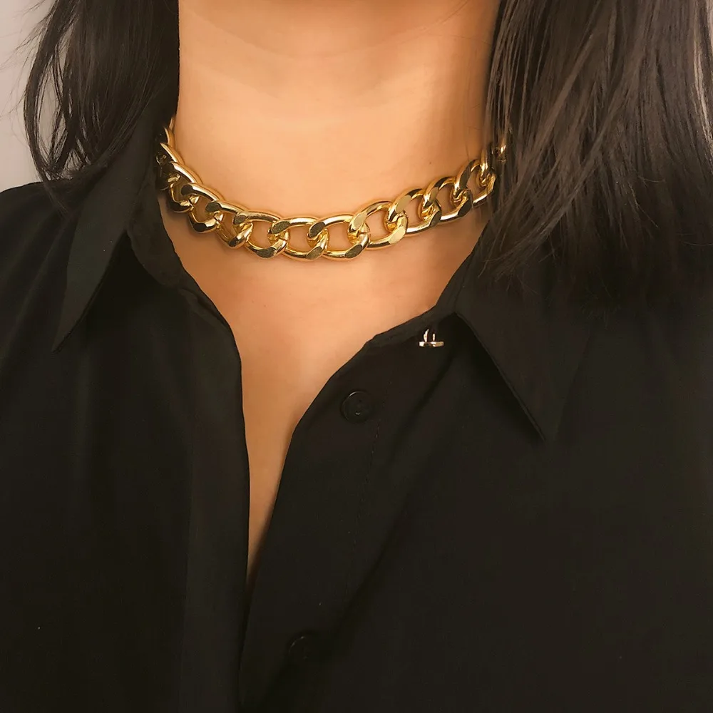 SHIXIN панк преувеличенное тяжелое металлическое большое толстое ожерелье-чокер с цепочкой женские готические модные украшения для ночного клуба женские чокер колье