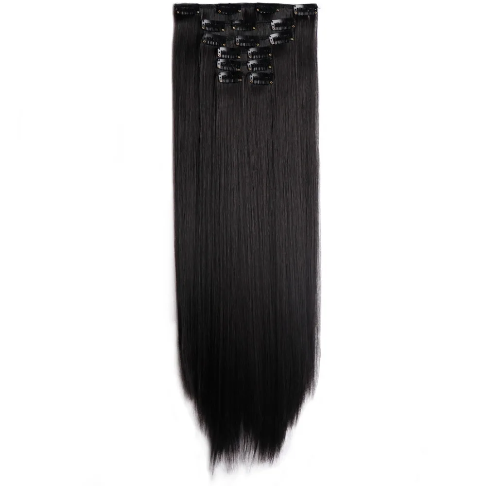BESTUNG 24 дюйма прямые синтетические волосы на заколках для наращивания 7 отдельных частей для нескольких стилей