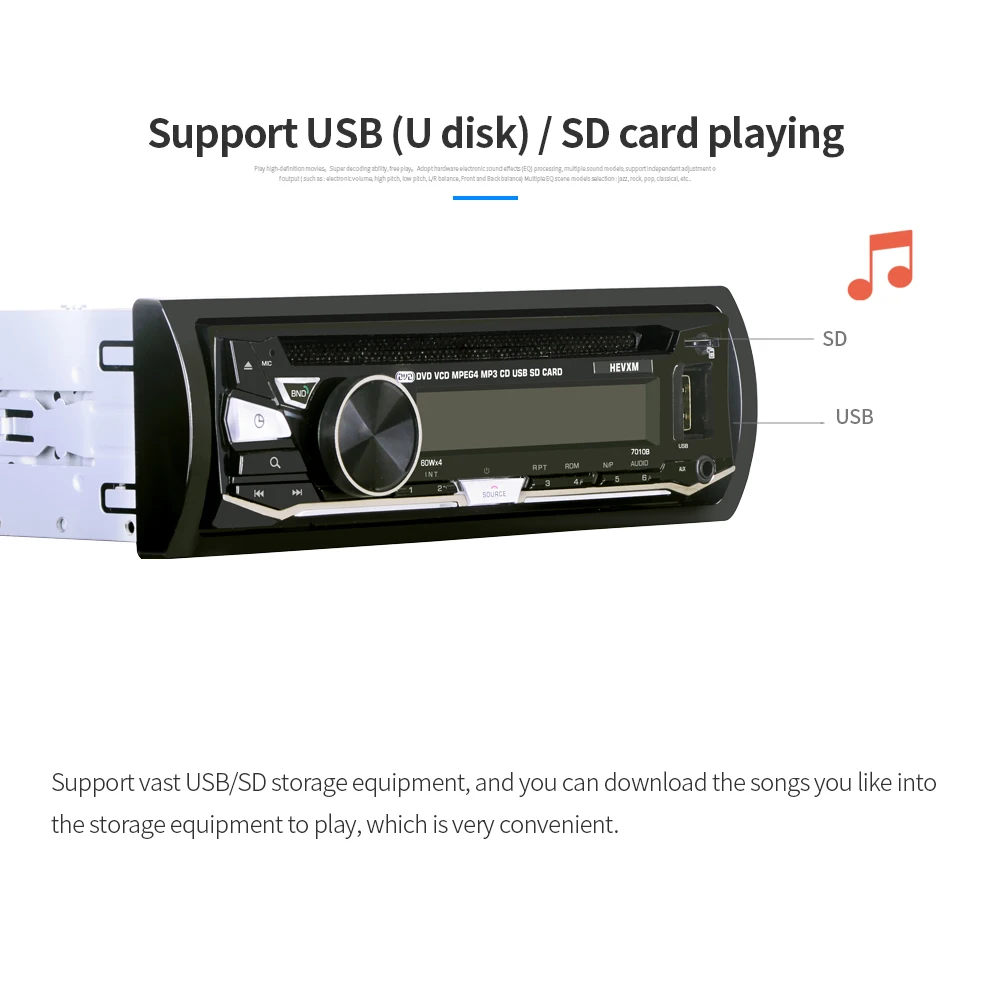 Один 1 Din 12 в автомобильный DVD CD плеер с BT 7010B автомобиль MP3 стерео Handfree Авторадио аудио Радио беспроводной пульт дистанционного управления