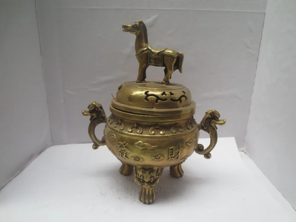 

Metal Crafts Chinese home decoration brass carving incense burner,Horse fortune incense burner
