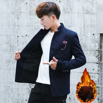 

2020 men with velvet cloth small business suit thickening fall and winter Collar cultivate one's morality short paragraph A suit