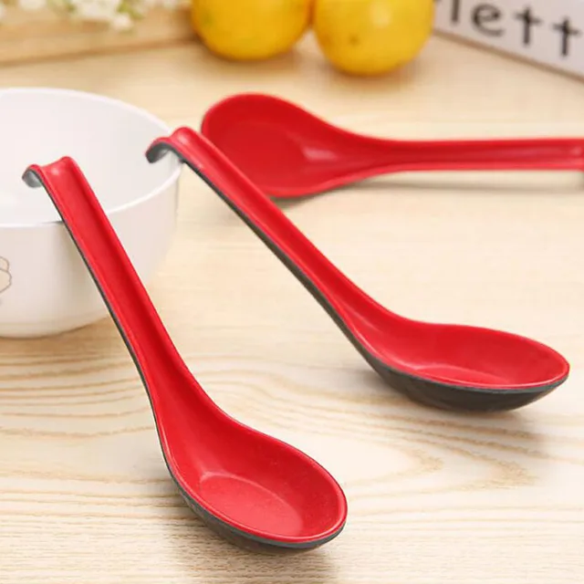 100pcs Red Black Color Long Handle Spoon Home Flatware Anese 100pcs Red Black Color Long Handle Spoon Home Flatware Anese Plastic Soup Bowl Spoons
