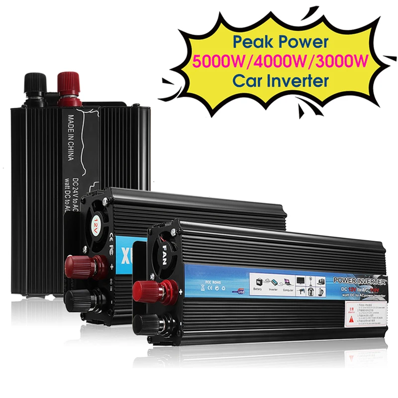 

Inverter 12V 220V 5000W 4000W 3000W Peak Power Voltage Transformer Converter DC 12V To AC 220V Sine Wave Solar Inverter No LCD