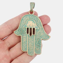 3 шт винтажная Золотая и ярь-Медянка, патина, большая удача, Хамса, рука Фатимы, глаза, подвески для ожерелья, ювелирные изделия