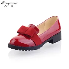 2016 New Women Solid Sweet Butterfly-knot Shallow Pumps Round Toes Big Size Med Heels