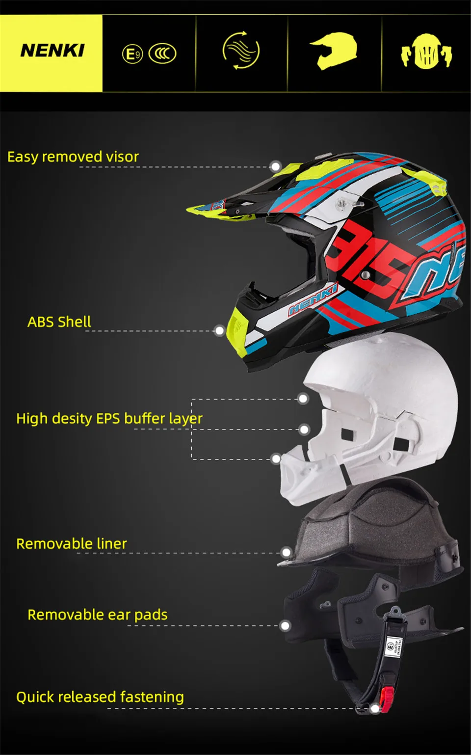 NENKI, мотоциклетный шлем для мотокросса, мотоциклетный шлем для езды на горном велосипеде, квадроцикл, велосипед ямы, грязные шлемы MX, мотоциклетный шлем, шлем для горного велосипеда