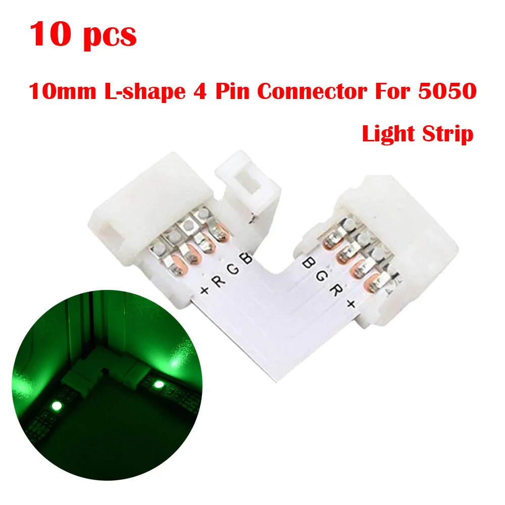 

ISHOWTIENDA L-shape Connector 10mm Non-waterproof Quick Splitter Right Angle Corner Connecto