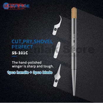 

SS-101C Repair Knife Kit Degumming CPU Pry Chip Edge-Cutting Glue For IPHONE X Layered Blade 1 Metal Handle + 3 Special Blade