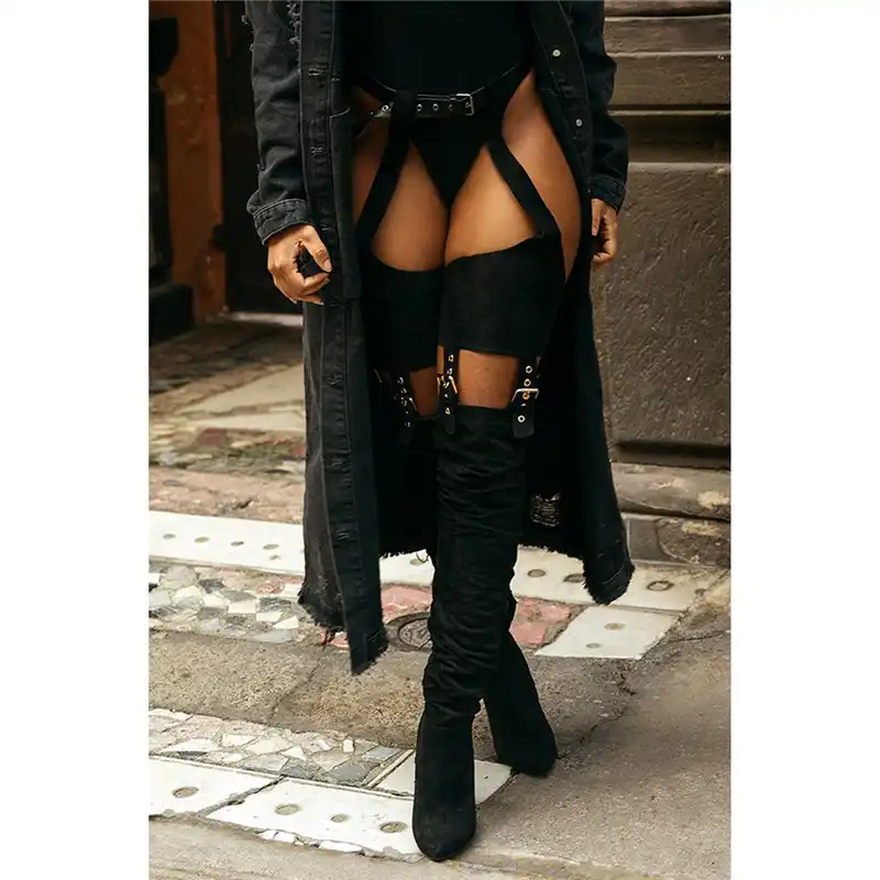 waist high boots with belt