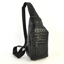 Men Women Genuine Real Leather Shoulder Chest Bag Cross Body Messenger Casual Travel Bicycle Crocodile Alligator Daily